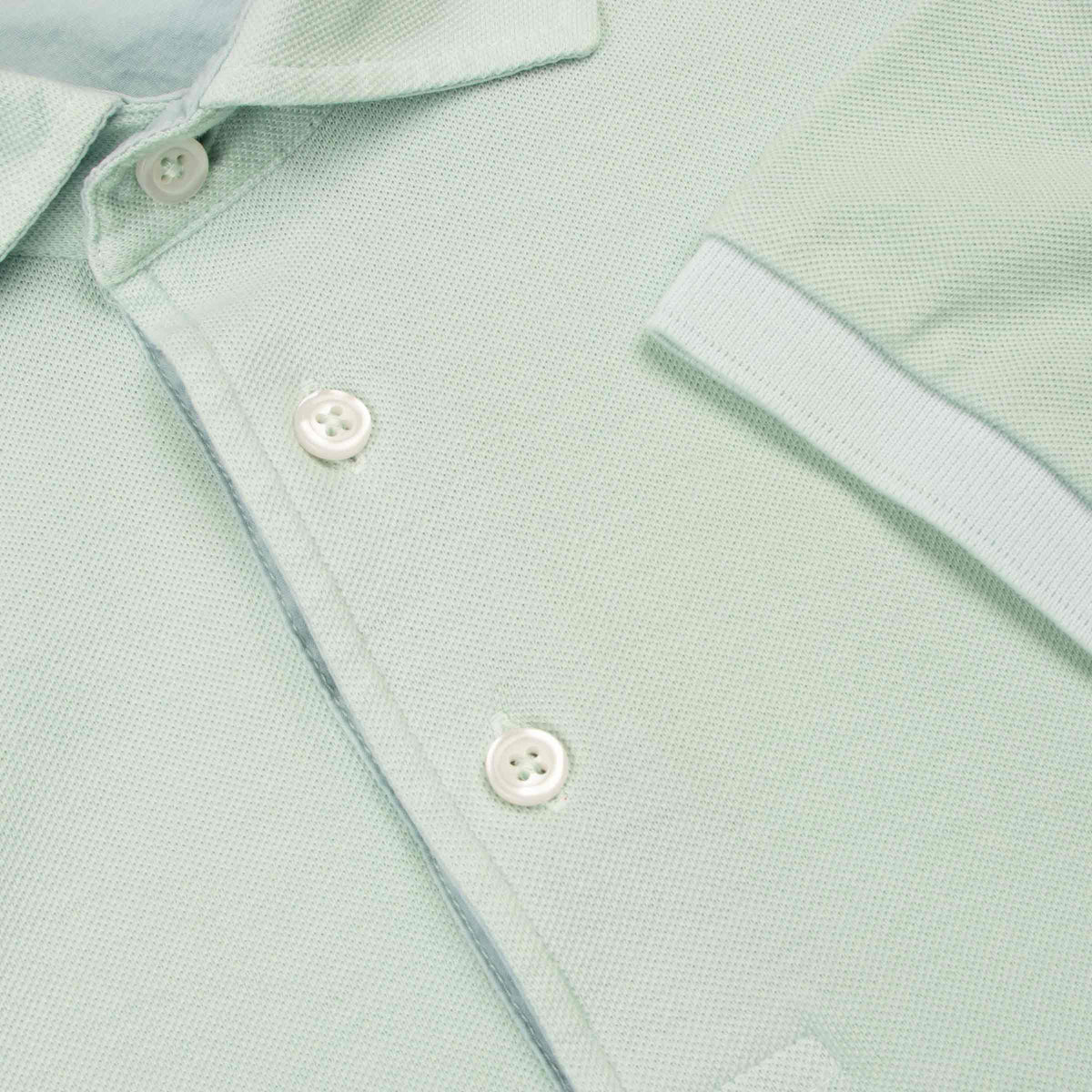 Mint Green Piqué Cotton Short Sleeve Polo Shirt S/S POLOS Robert Old