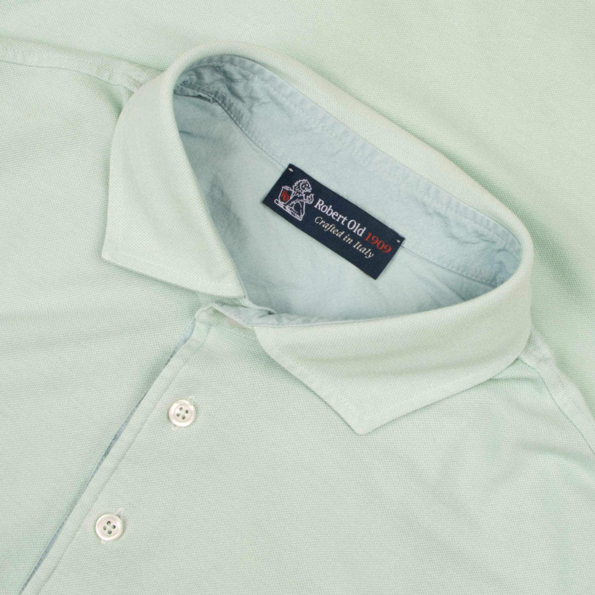 Mint Green Piqué Cotton Short Sleeve Polo Shirt S/S POLOS Robert Old