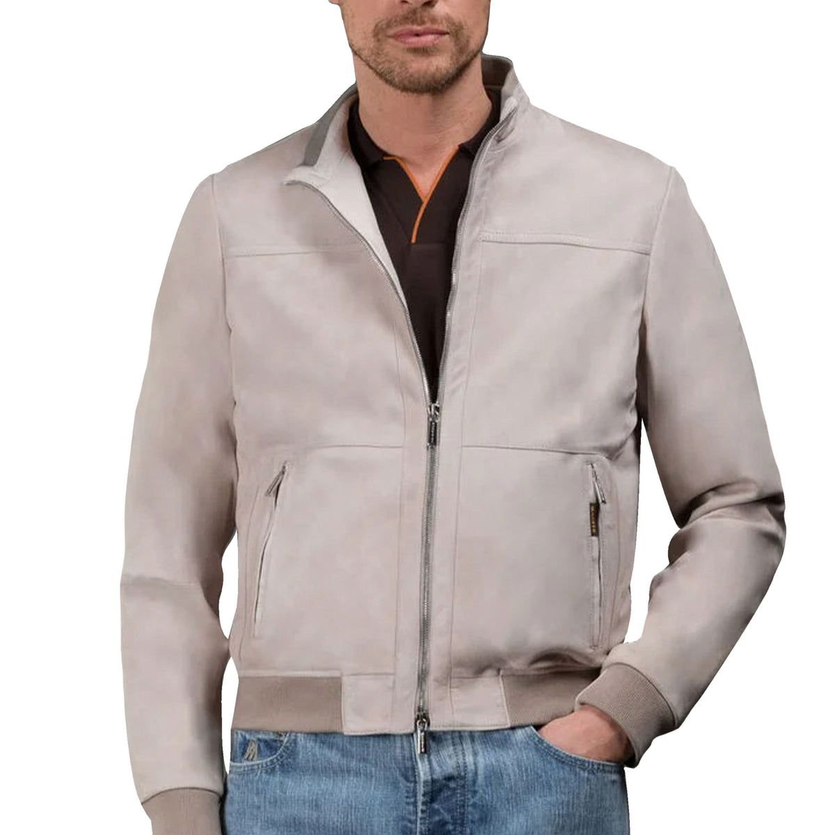 Moorer - Grey 'Maurilio' Suede Bomber Jacket LEATHERS MooRER