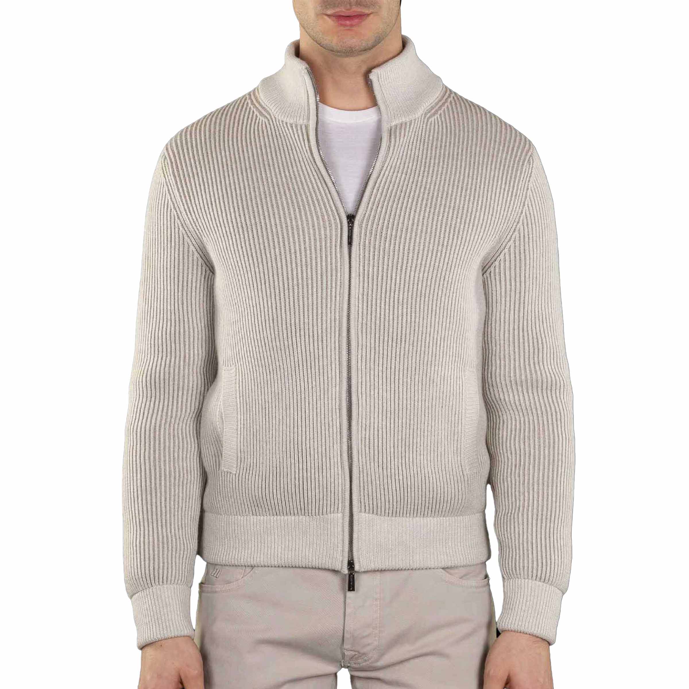 Moorer - Beige 'Arena' Merino Wool Bomber Jacket BLOUSONS MooRER