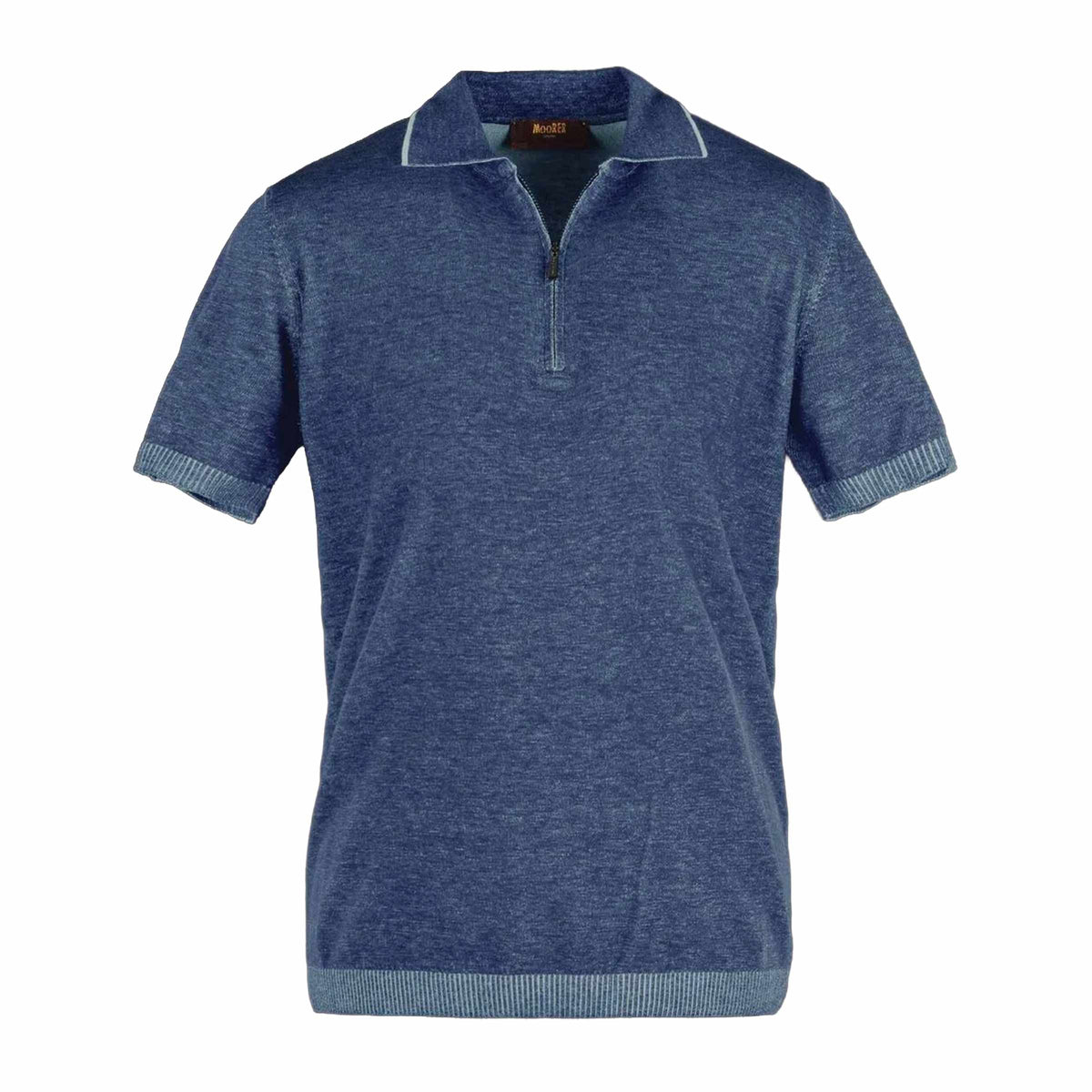 Moorer - Navy Blue 'Coty' Cotton Knit Polo Shirt S/S POLOS MooRER