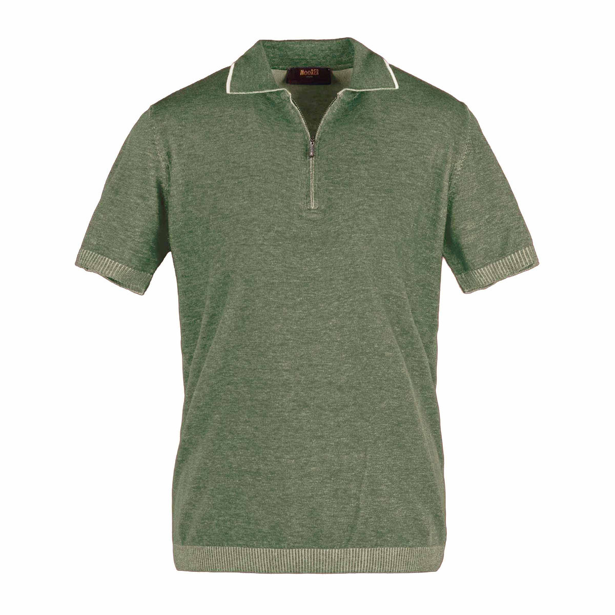 Moorer - Olive Green 'Coty' Cotton Knit Polo Shirt S/S POLOS MooRER