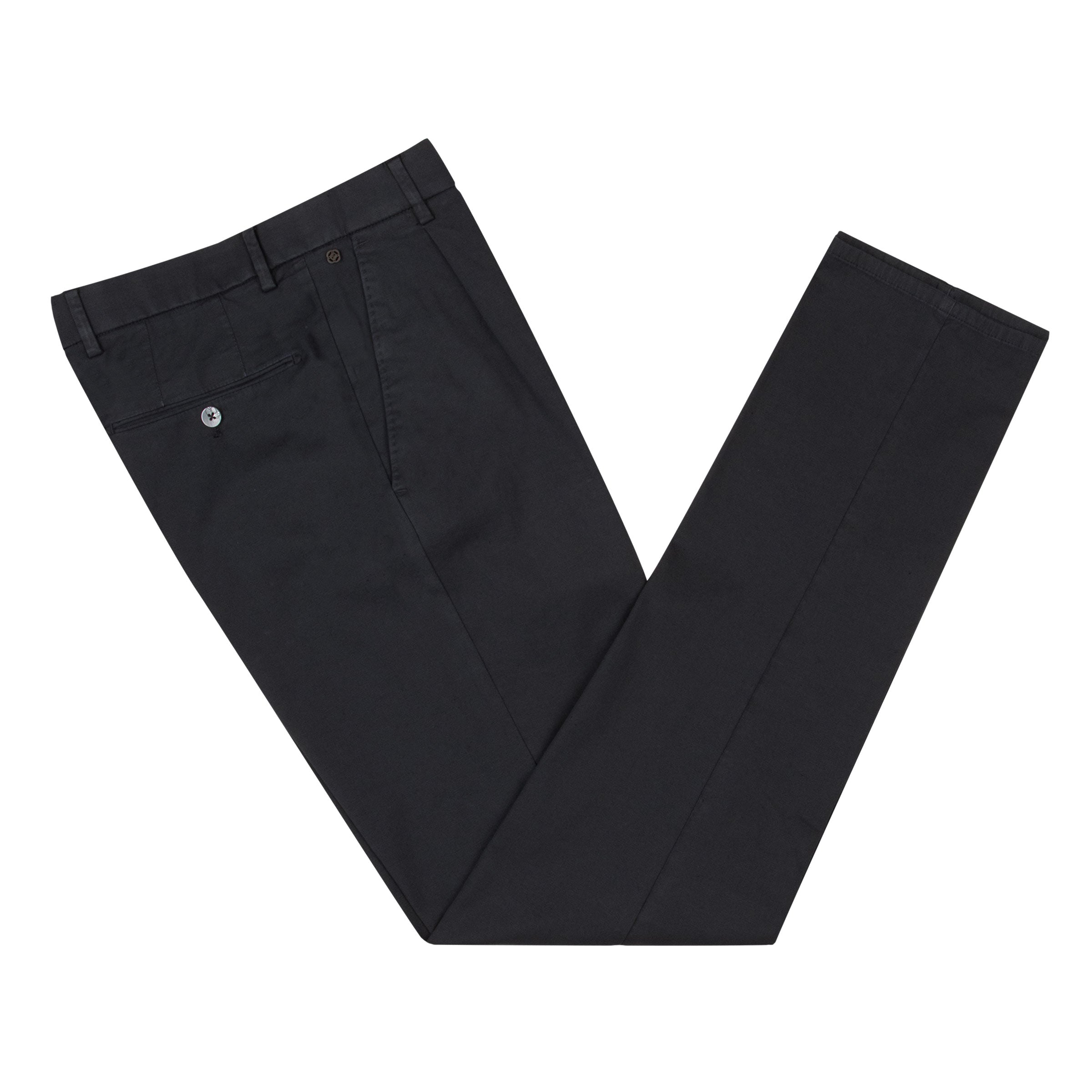 Navy Blue Stretch Cotton & Linen Twill Chinos CASUAL TROUSERS Robert Old