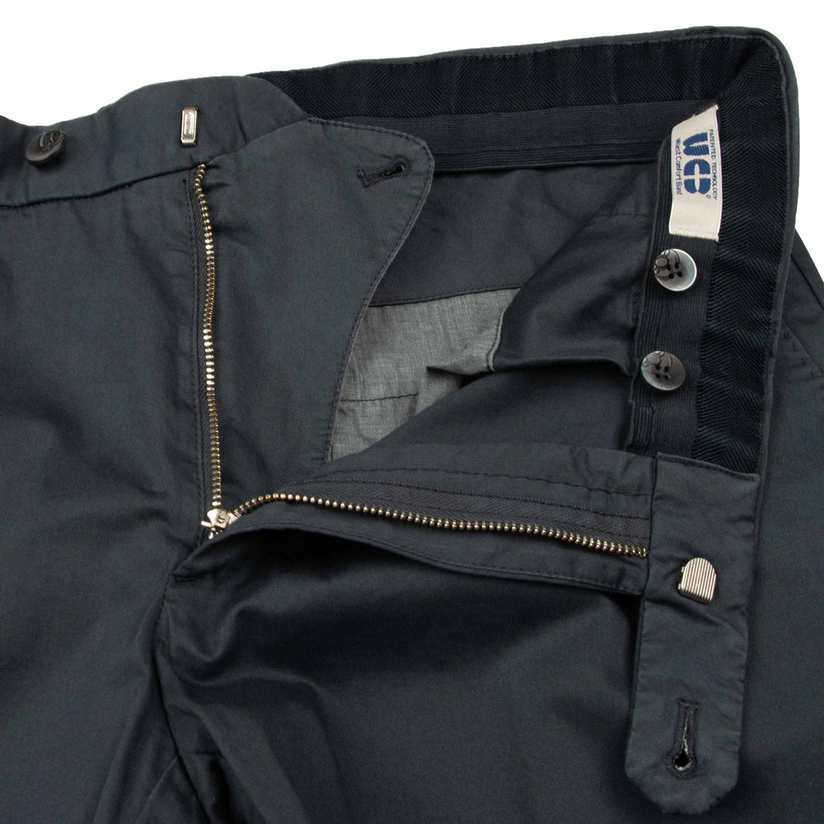 Navy Stretch Cotton Twill Slim Fit Chinos CASUAL TROUSERS Robert Old