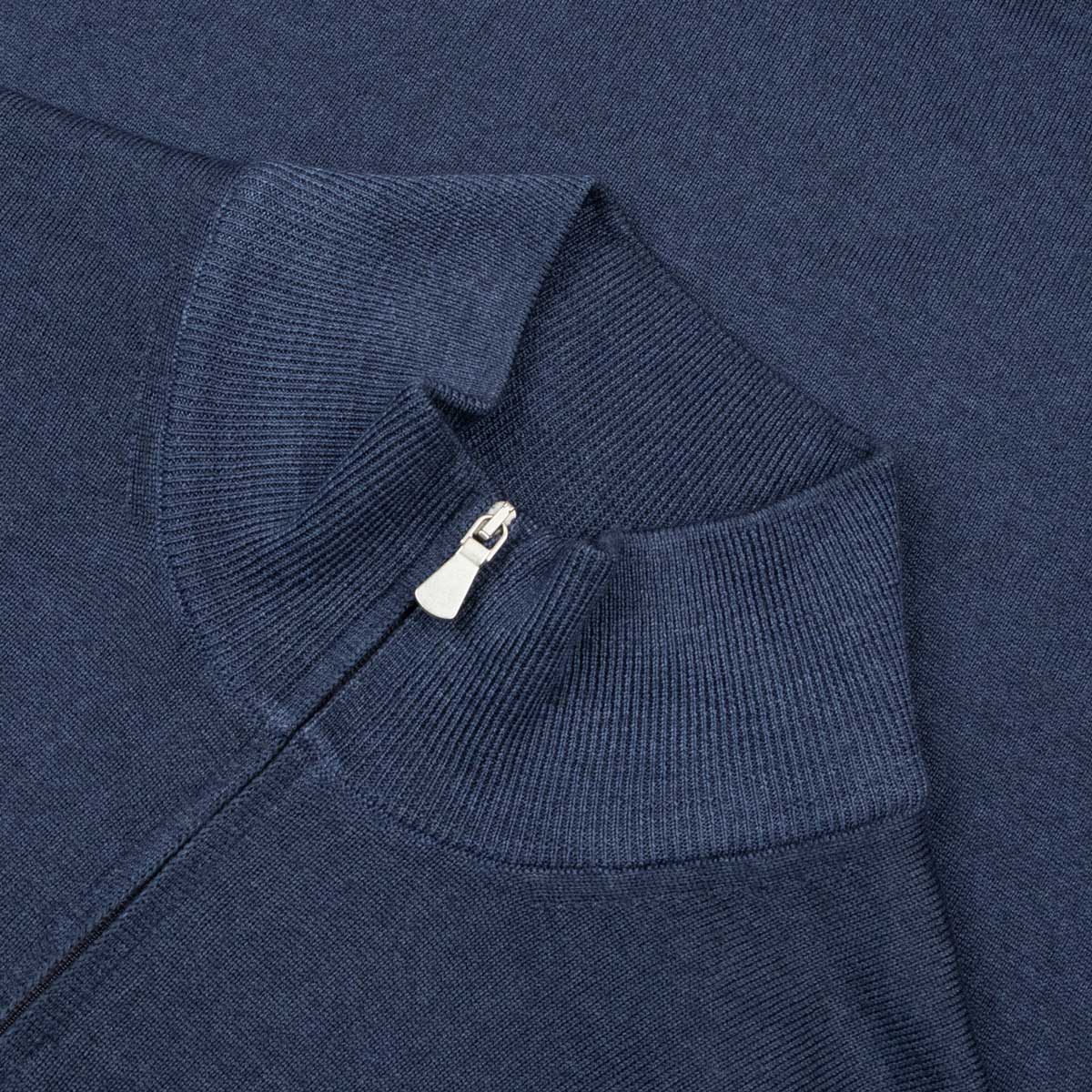 Robert Old - Navy Blue 100% Virgin Wool Long Sleeve Zip Neck Sweater KNITWEAR Robert Old