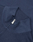 Robert Old - Navy Blue 100% Virgin Wool Long Sleeve Zip Neck Sweater KNITWEAR Robert Old