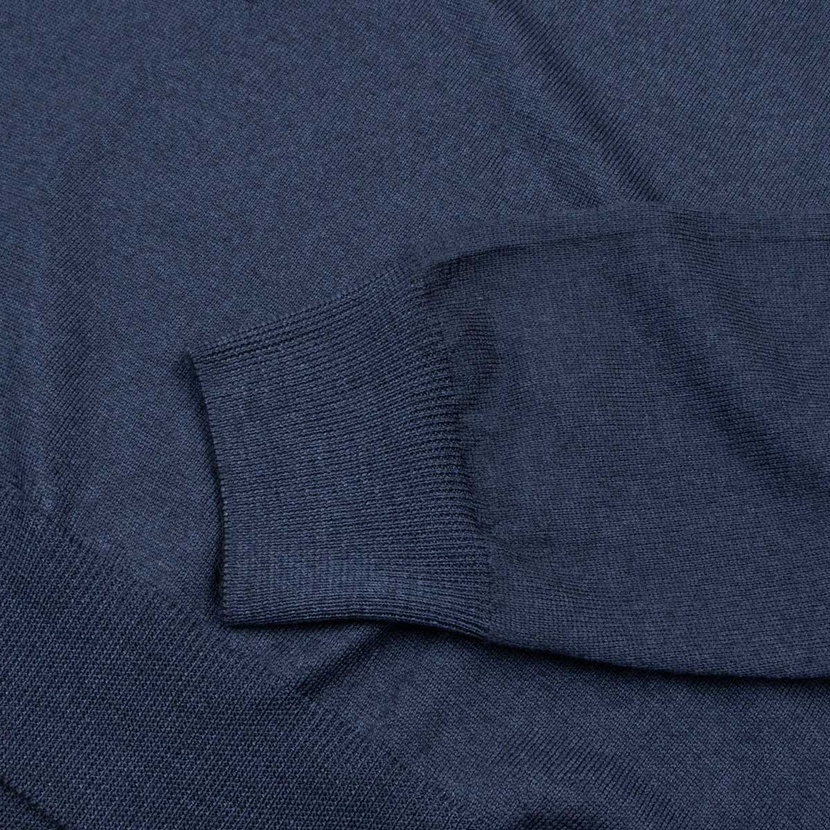 Robert Old - Navy Blue 100% Virgin Wool Long Sleeve Zip Neck Sweater KNITWEAR Robert Old