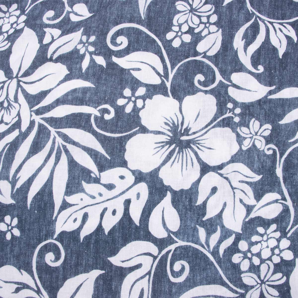 Navy Hawaiian Print Linen-Mix Resort Shirt S/S SHIRTS Robert Old