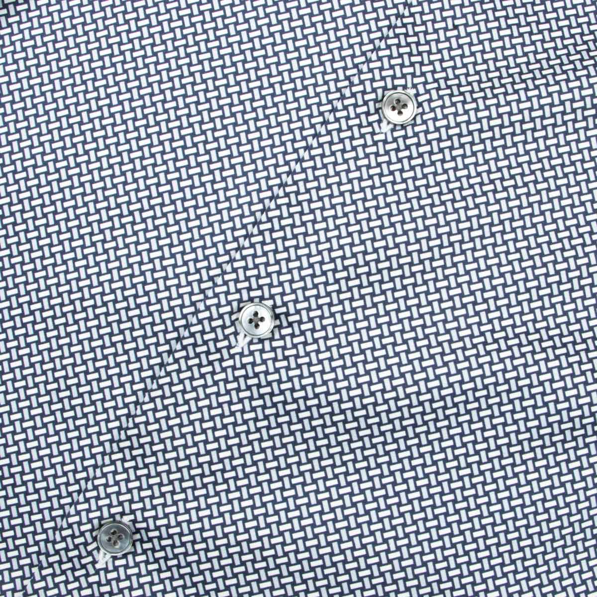 Robert Old - Grey and Navy Weave Print Italian Cotton Long Sleeve Shirt L/S SHIRTS Robert Old