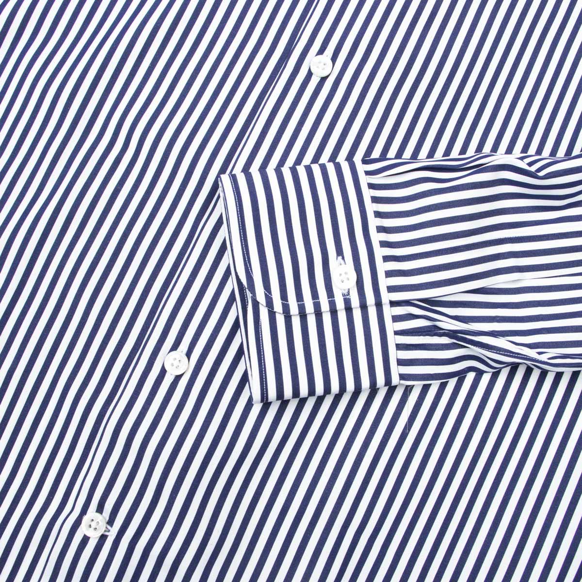 Robert Old - Navy Stripe Italian Cotton Long Sleeve Shirt L/S SHIRTS Robert Old