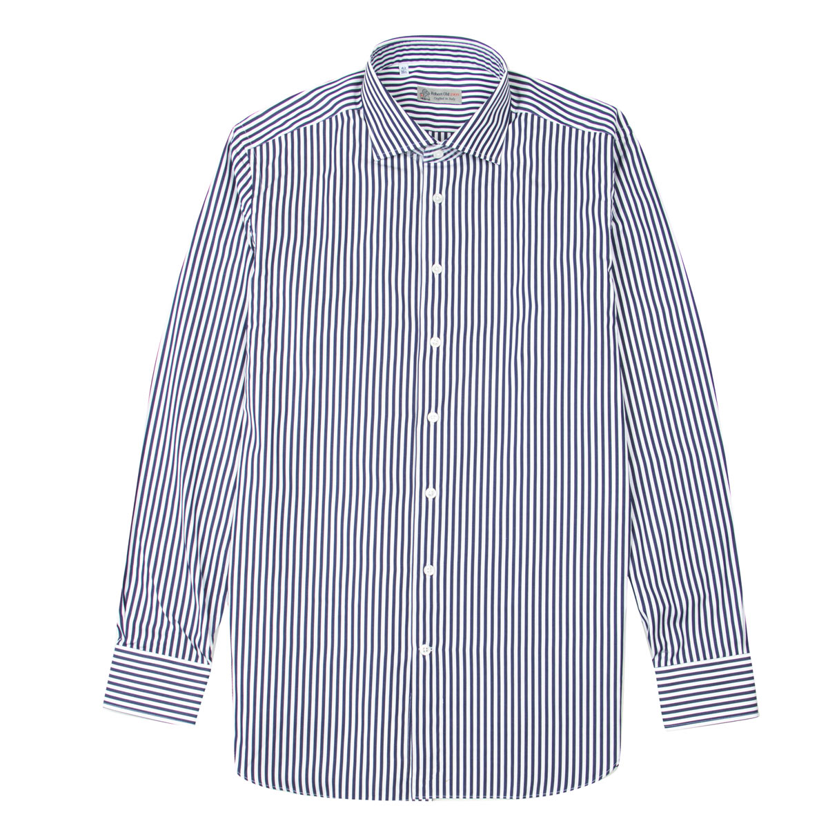 Robert Old - Navy Stripe Italian Cotton Long Sleeve Shirt L/S SHIRTS Robert Old