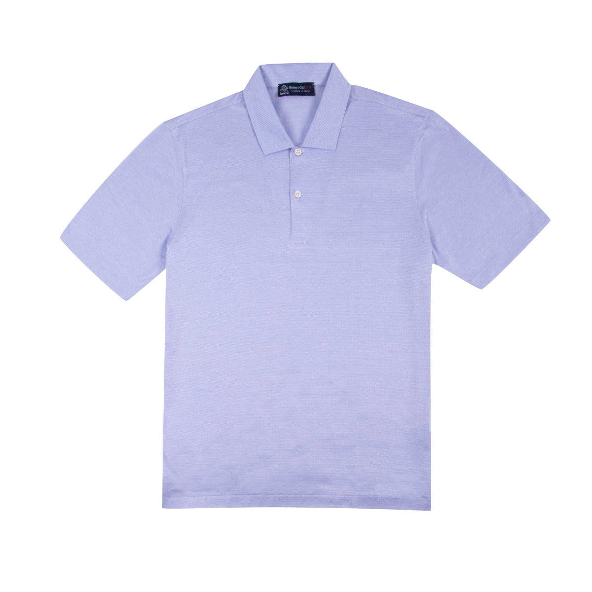 Light Blue 100% Cotton Fine-Stripe Polo S/S POLOS Robert Old