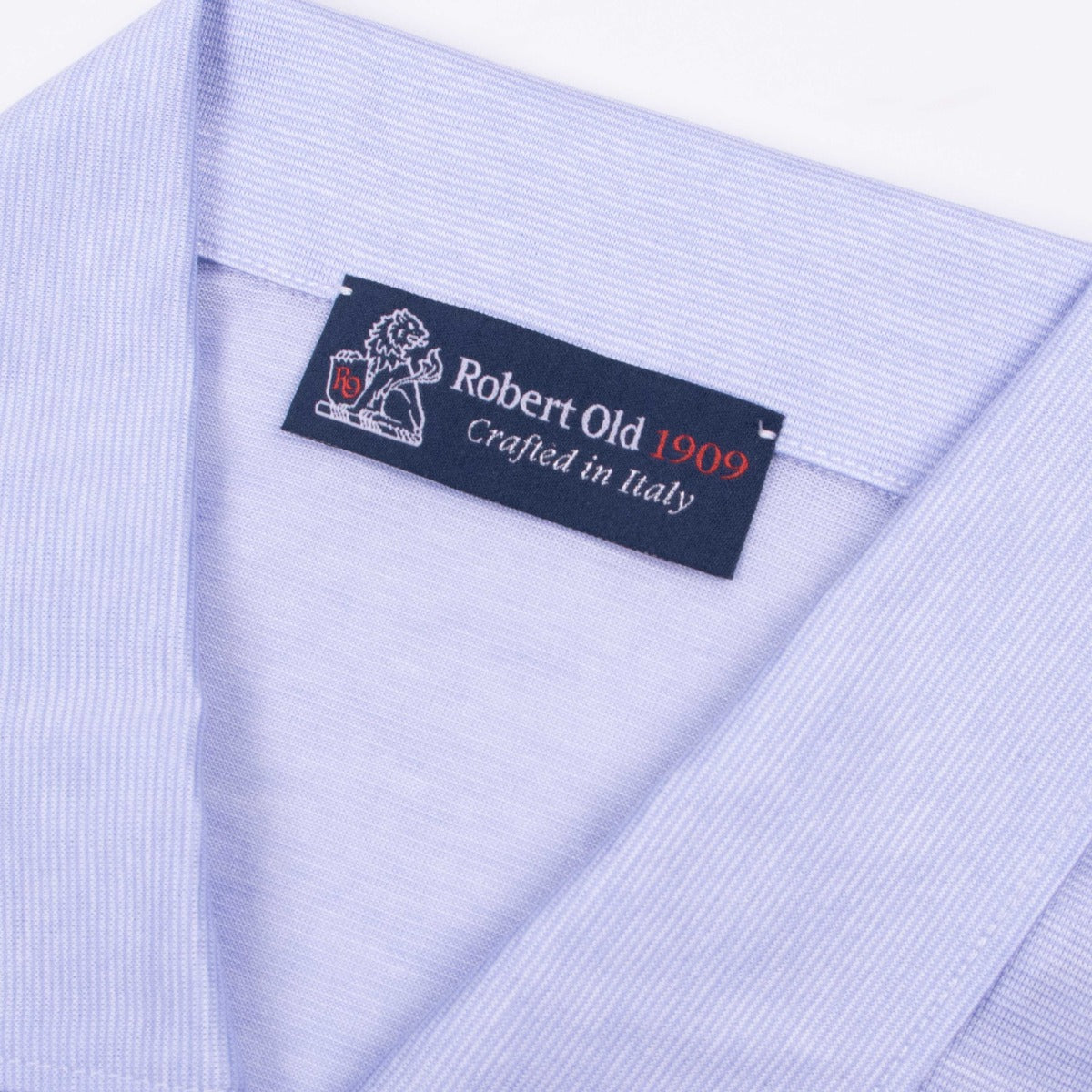 Light Blue 100% Cotton Fine-Stripe Polo S/S POLOS Robert Old