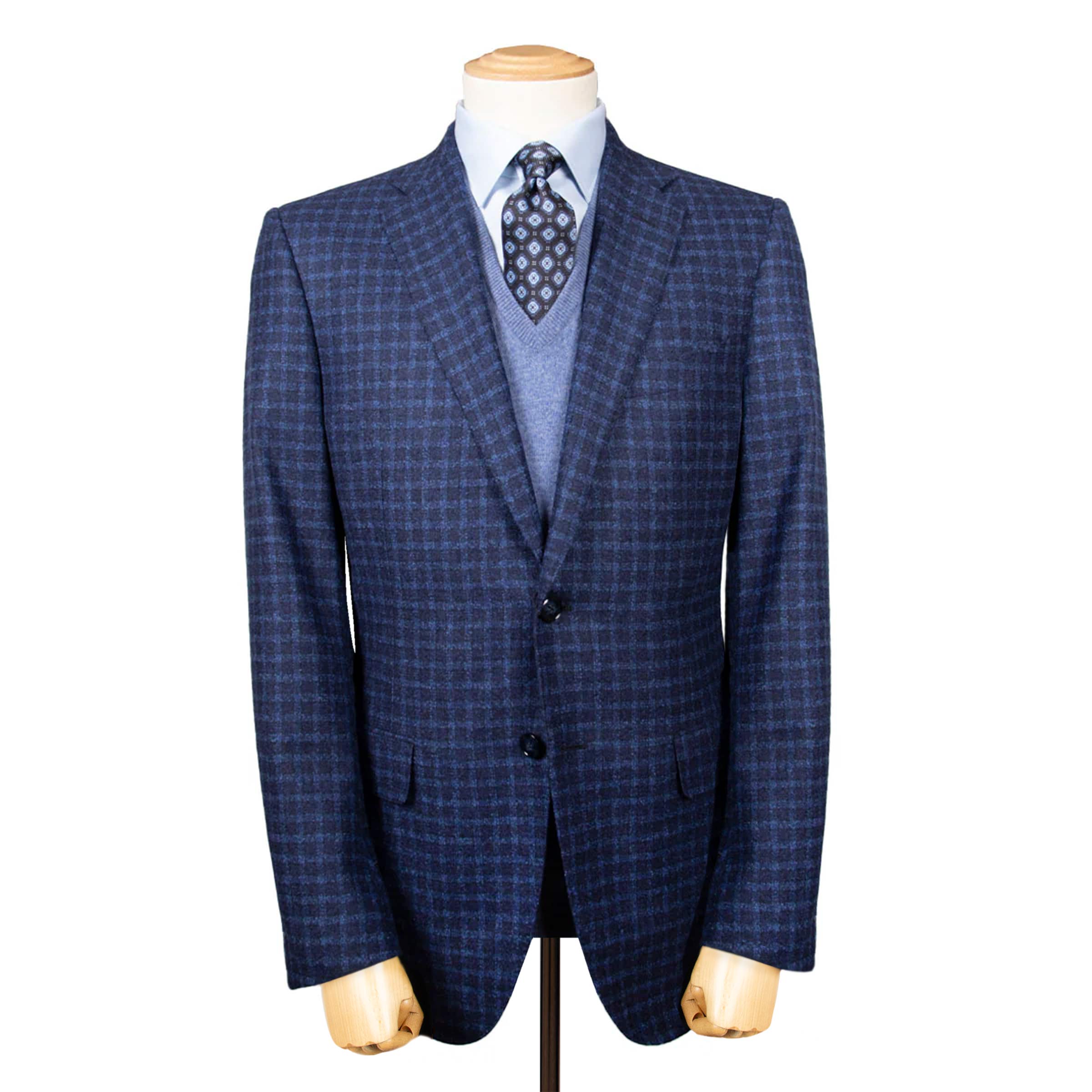 Robert Old - Blue Check Wool, Silk, & Cashmere Jacket JACKETS Robert Old