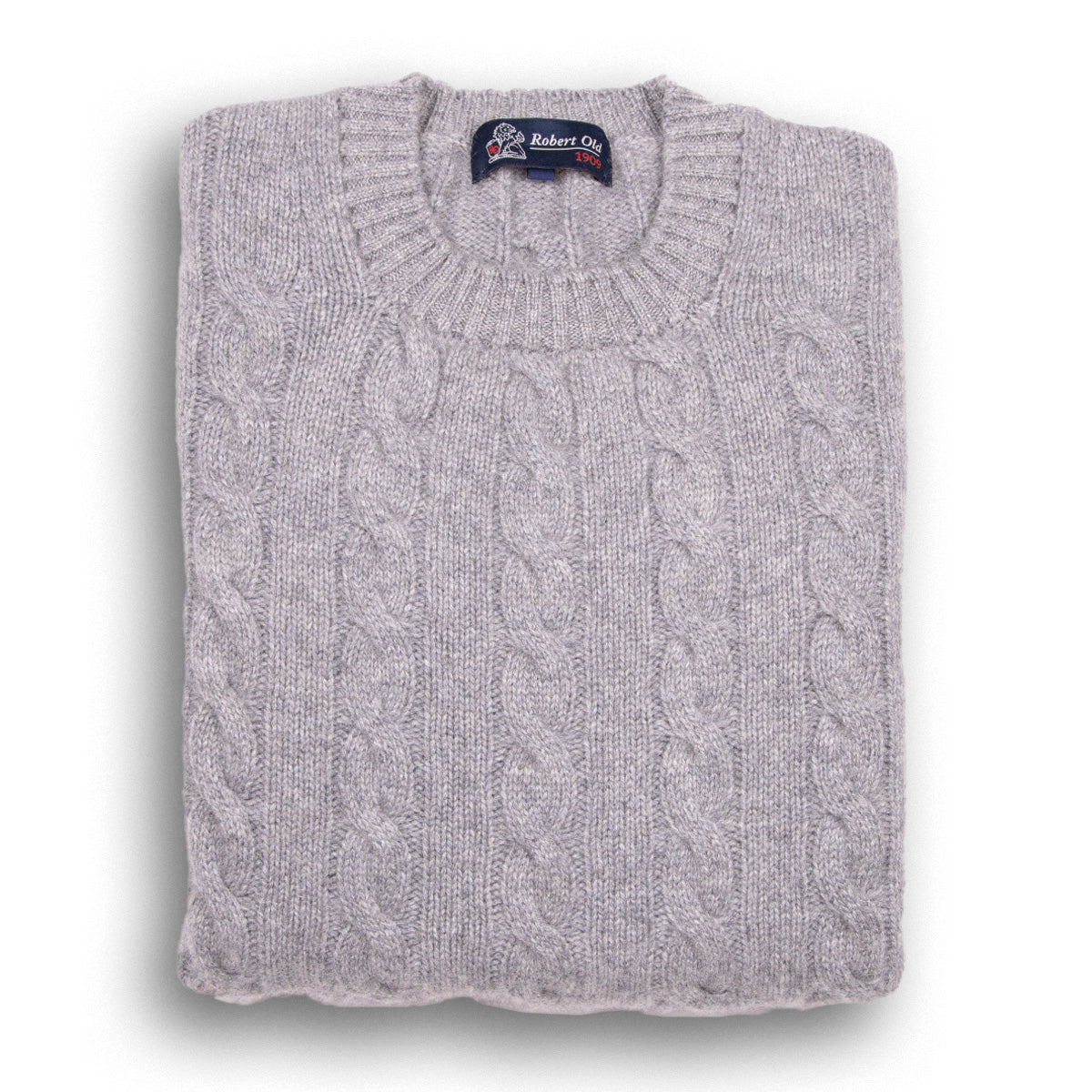 Flannel Rothesay 4ply Cable Crew Cashmere Sweater CASHMERE Robert Old