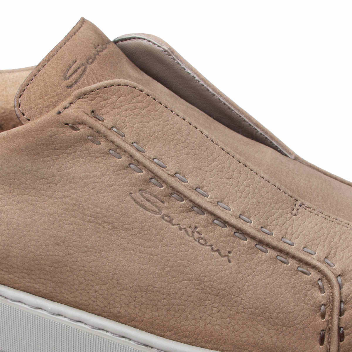 Santoni - Light Brown Nubuck Leather Slip-on sneaker