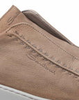 Santoni - Light Brown Nubuck Leather Slip-on sneaker