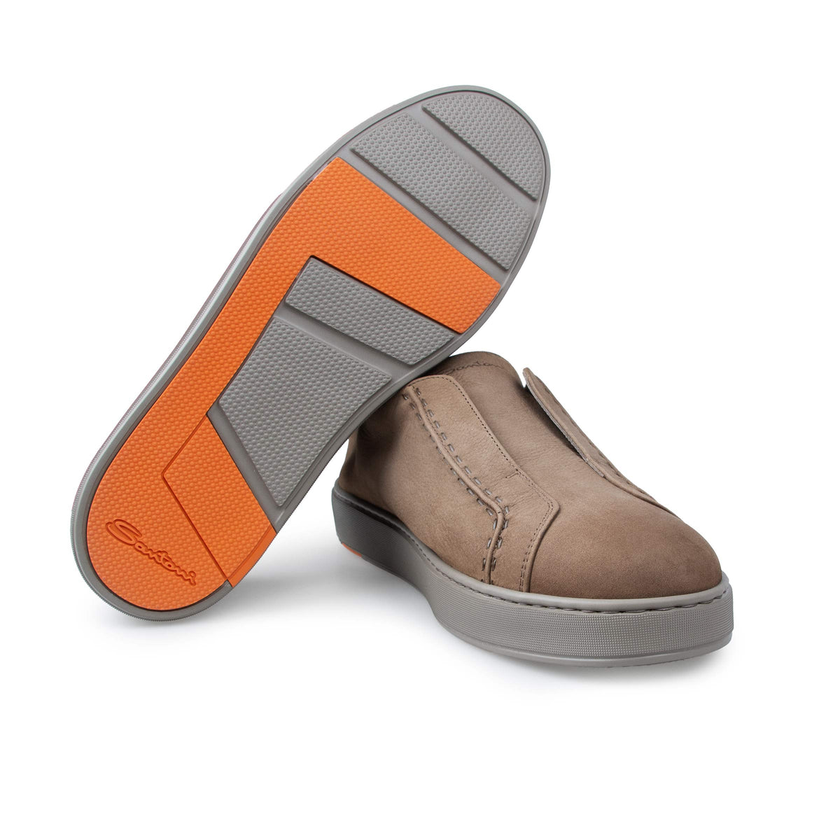 Santoni - Light Brown Nubuck Leather Slip-on sneaker