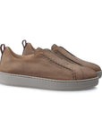 Santoni - Light Brown Nubuck Leather Slip-on sneaker