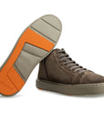Santoni - Brown Suede High-Top Sneakers SHOES Santoni