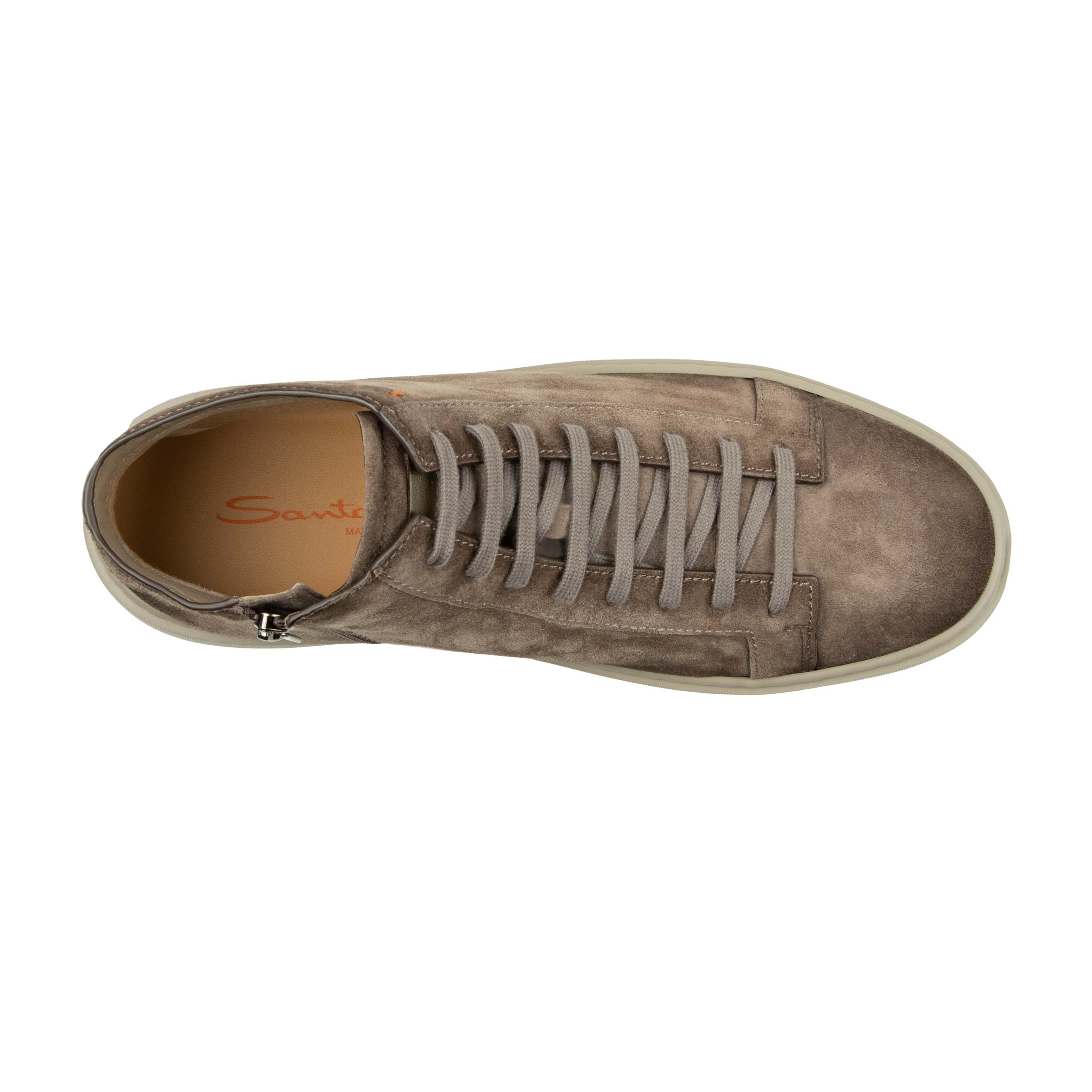 Santoni - Brown Suede High-Top Sneakers SHOES Santoni