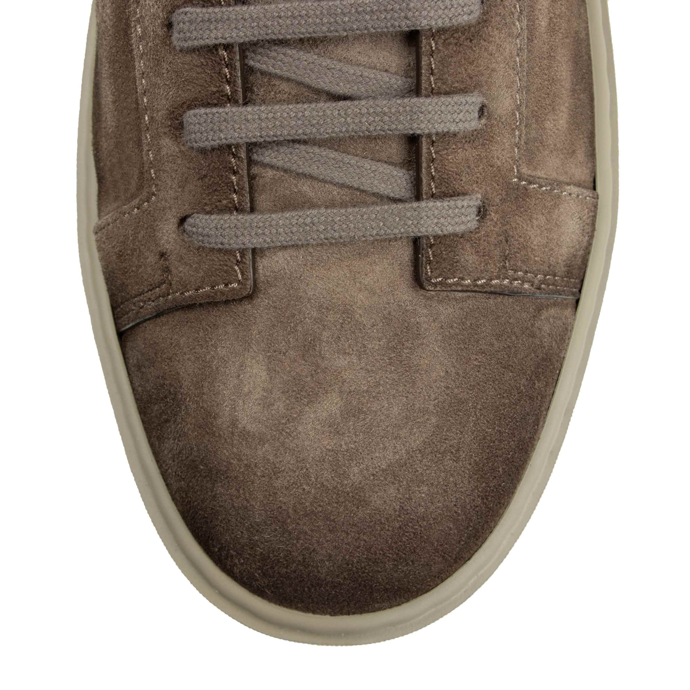 Santoni - Brown Suede High-Top Sneakers SHOES Santoni