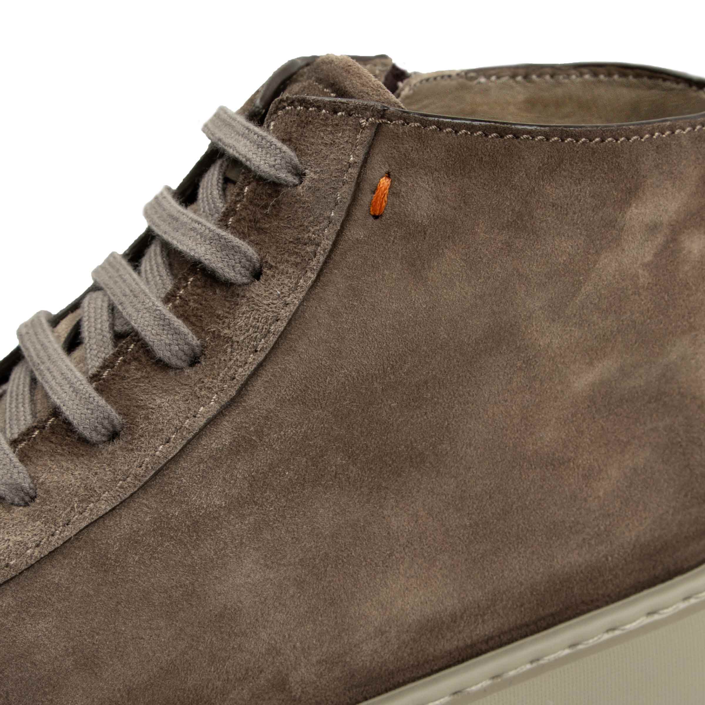 Santoni - Brown Suede High-Top Sneakers SHOES Santoni