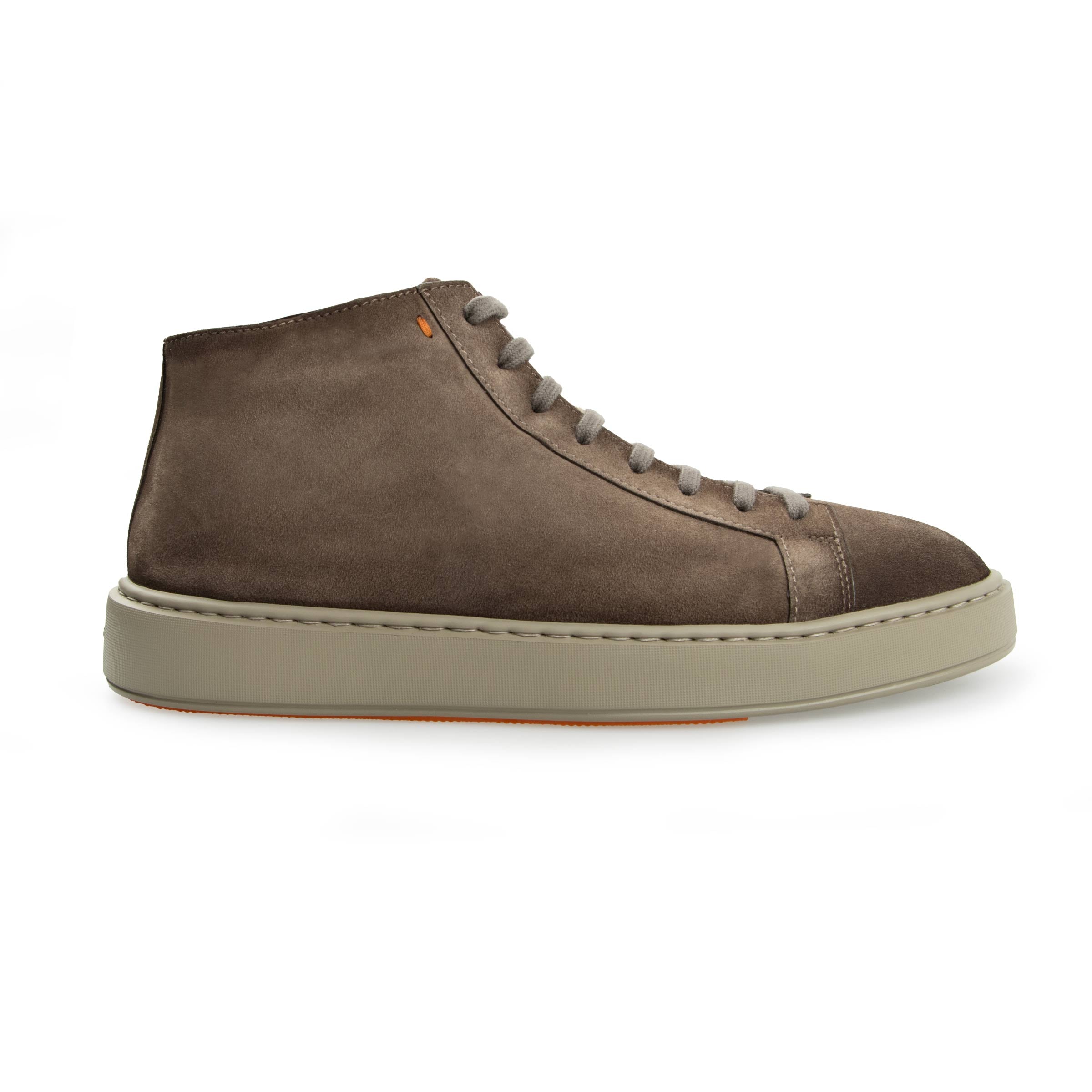 Santoni - Brown Suede High-Top Sneakers SHOES Santoni