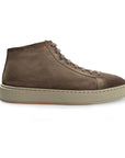 Santoni - Brown Suede High-Top Sneakers SHOES Santoni