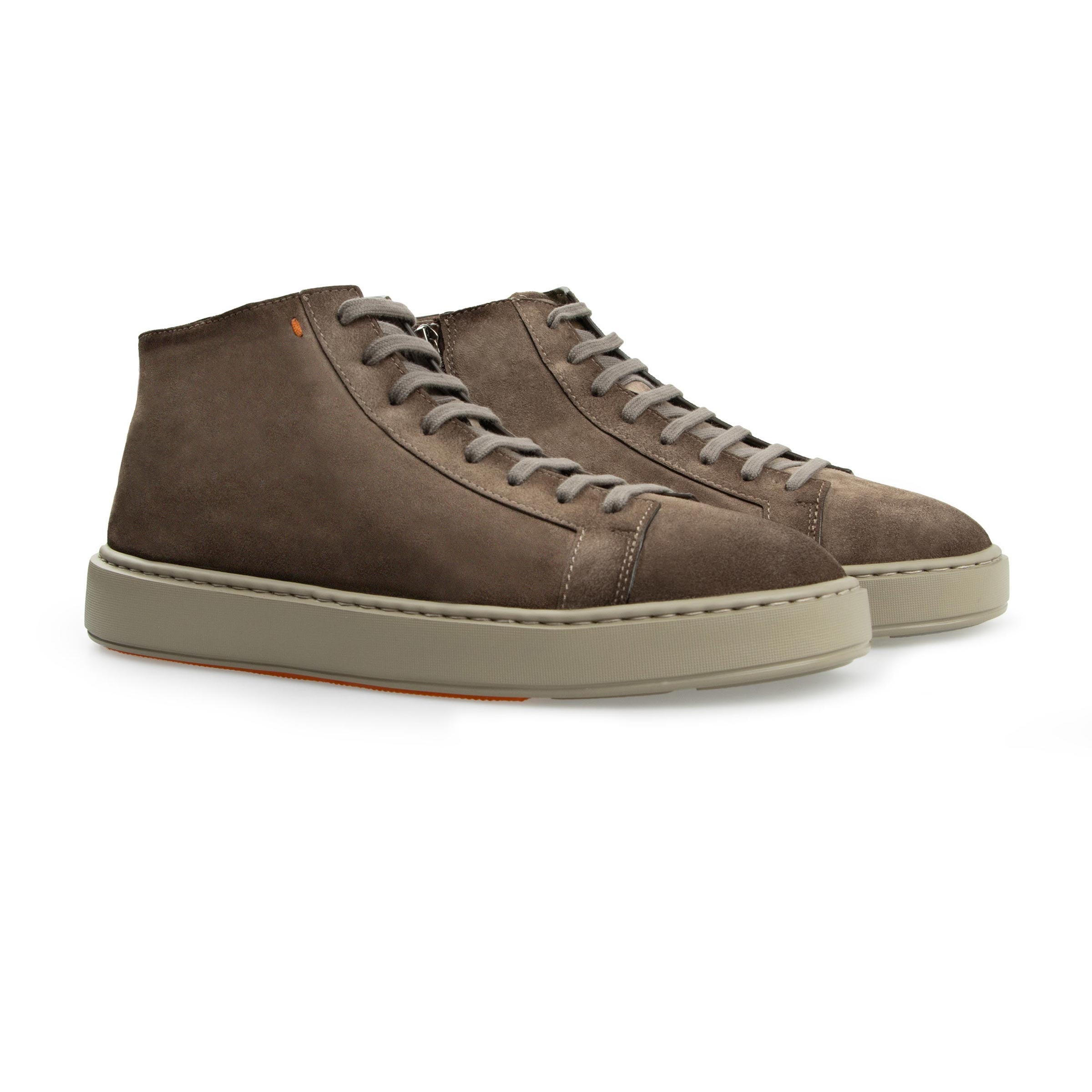 Santoni - Brown Suede High-Top Sneakers SHOES Santoni