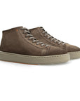 Santoni - Brown Suede High-Top Sneakers SHOES Santoni