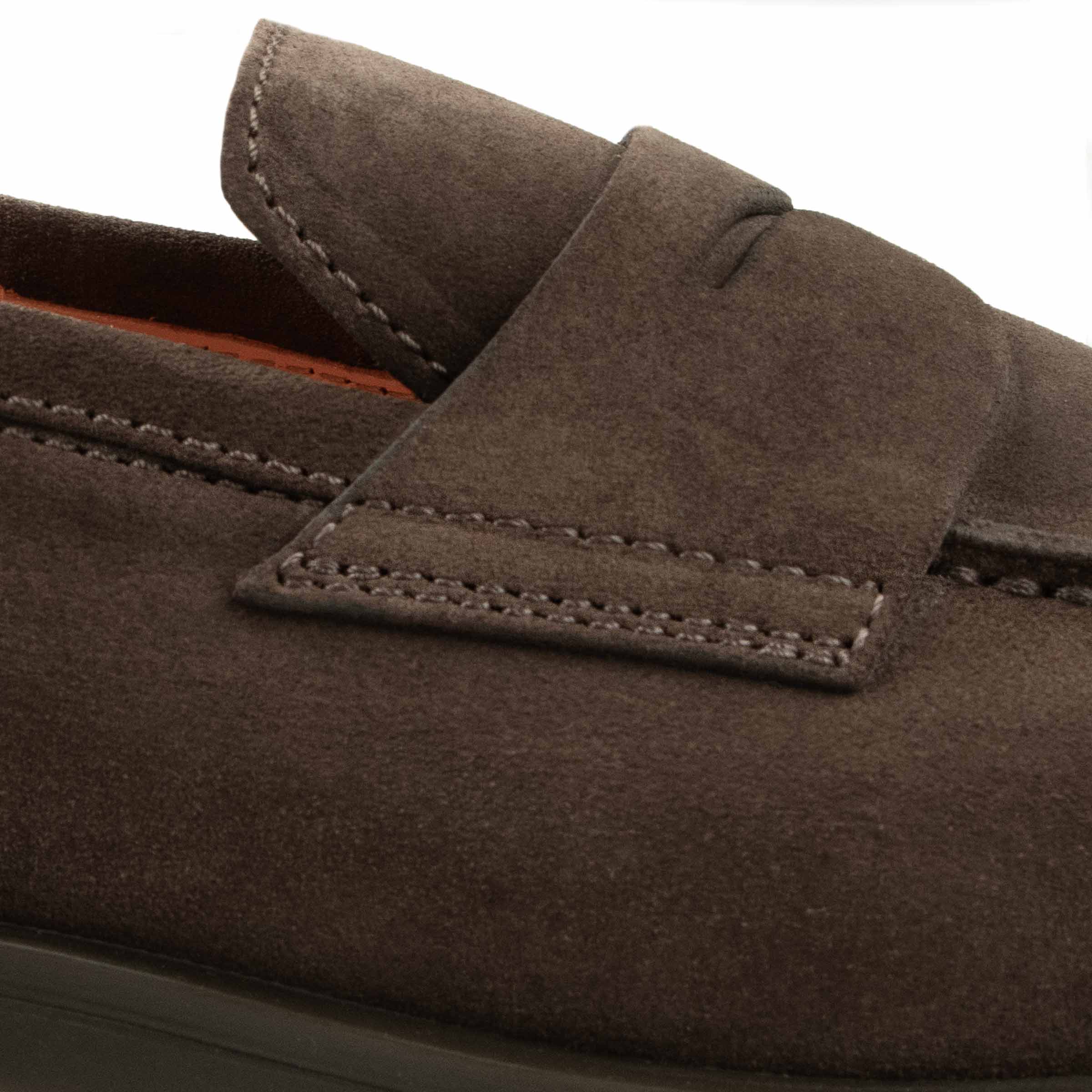 Santoni - Dark Brown Suede Penny Loafer SHOES Santoni