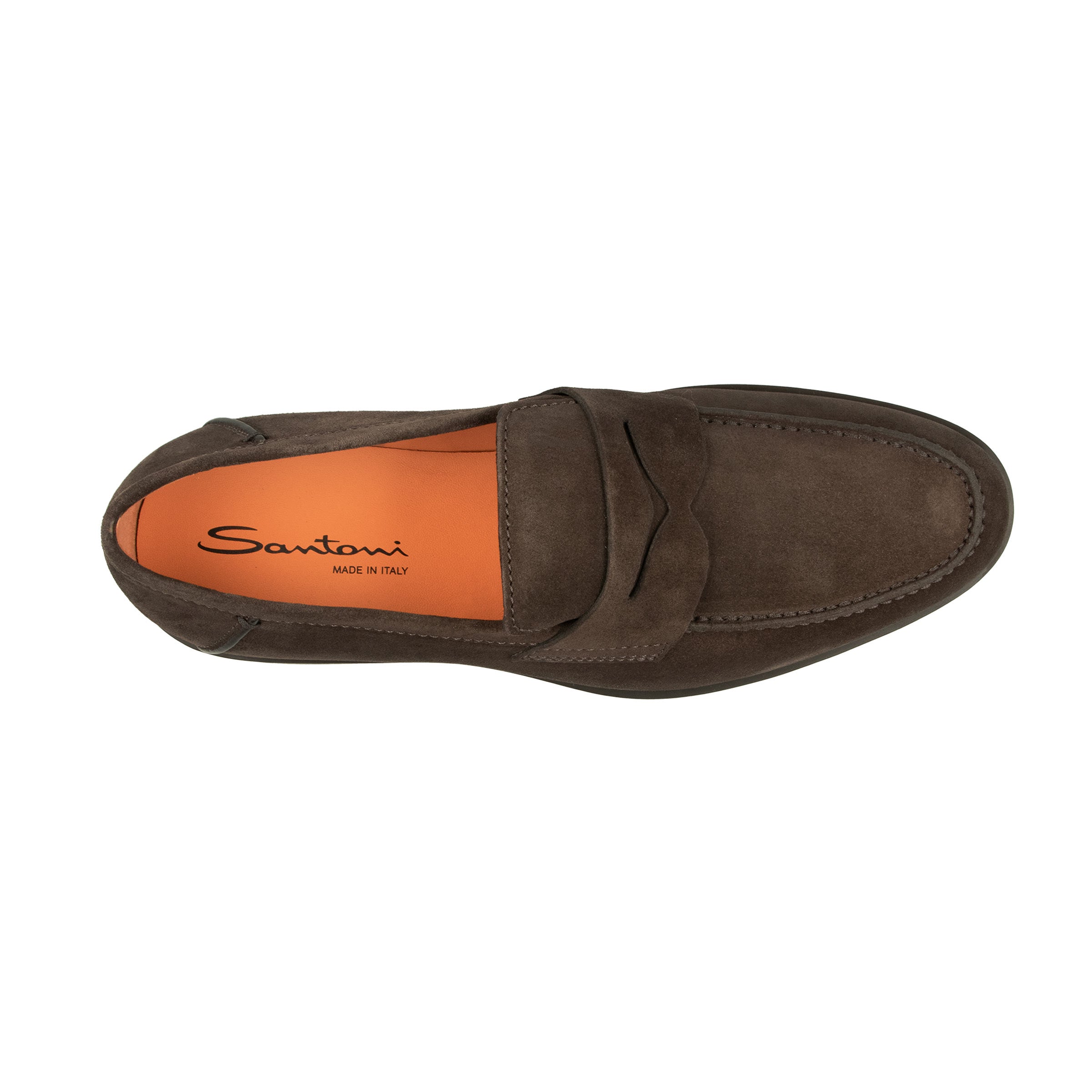 Santoni - Dark Brown Suede Penny Loafer SHOES Santoni