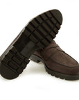 Santoni - Dark Brown Suede Penny Loafer SHOES Santoni