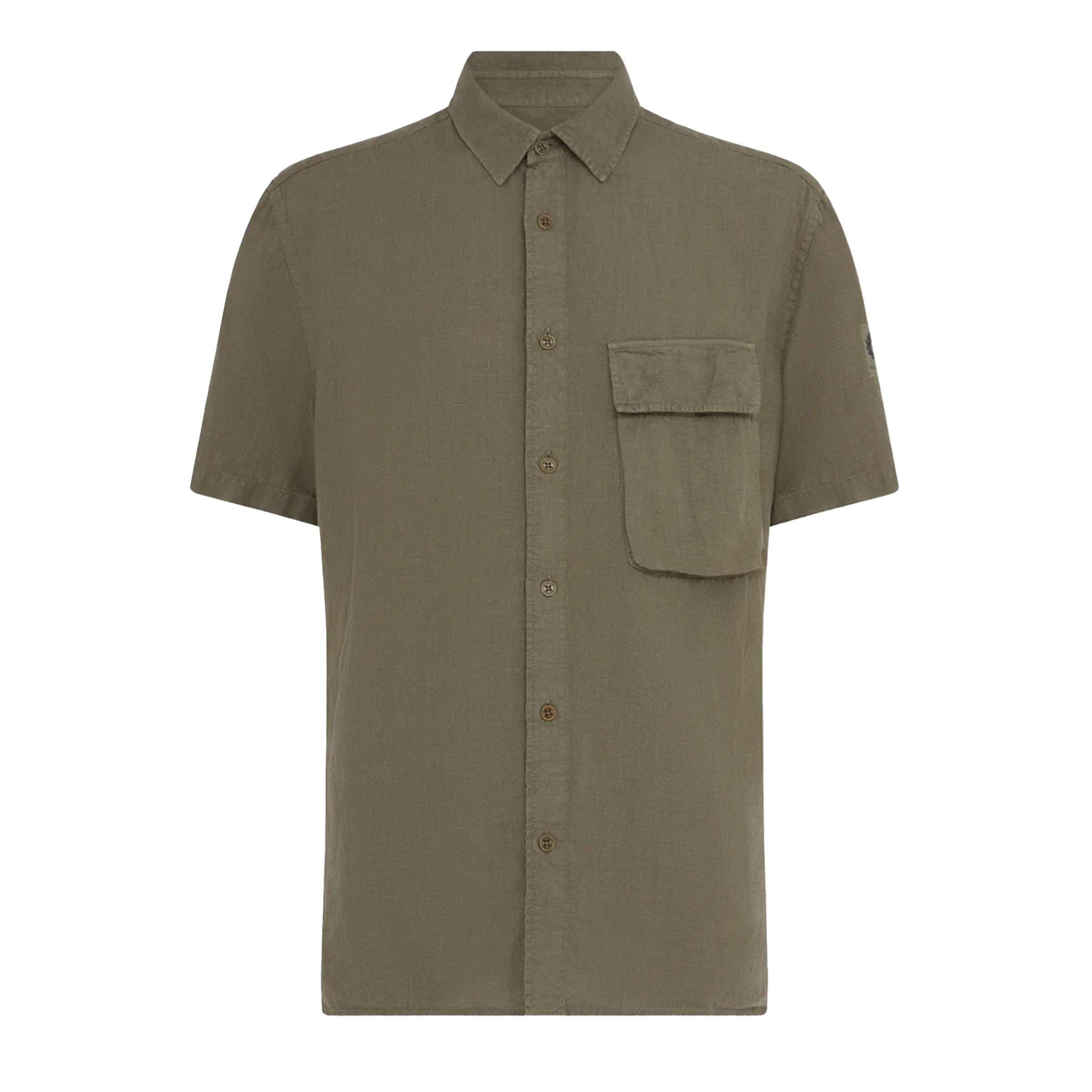 Belstaff - Surplus Green Scale Linen Short Sleeve Shirt S/S SHIRTS Belstaff
