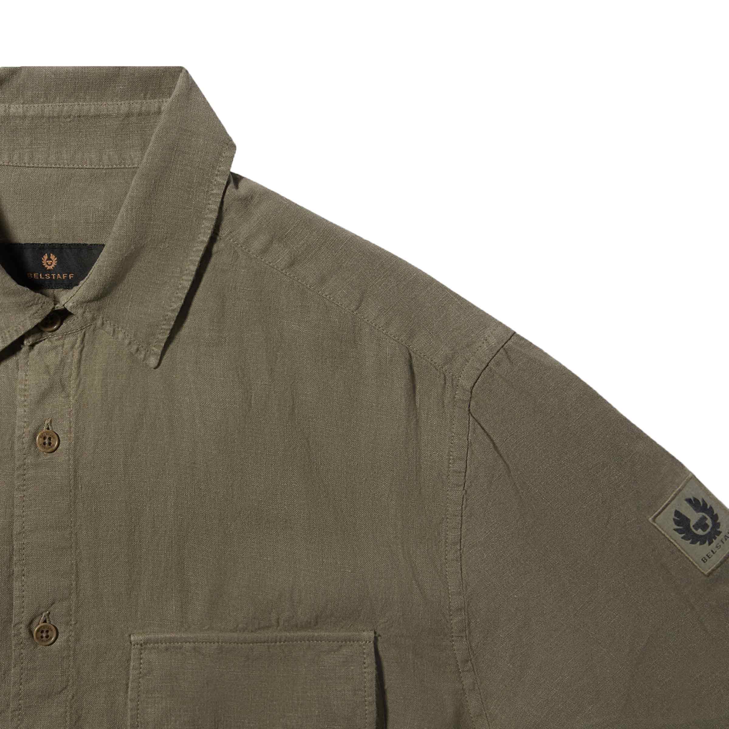 Belstaff - Surplus Green Scale Linen Short Sleeve Shirt S/S SHIRTS Belstaff