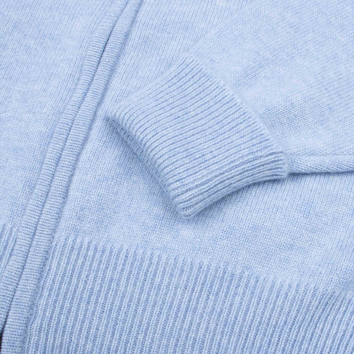 The Barra 4ply Full Zip Cashmere Cardigan - Atollo Blue / White Undyed CASHMERE Robert Old
