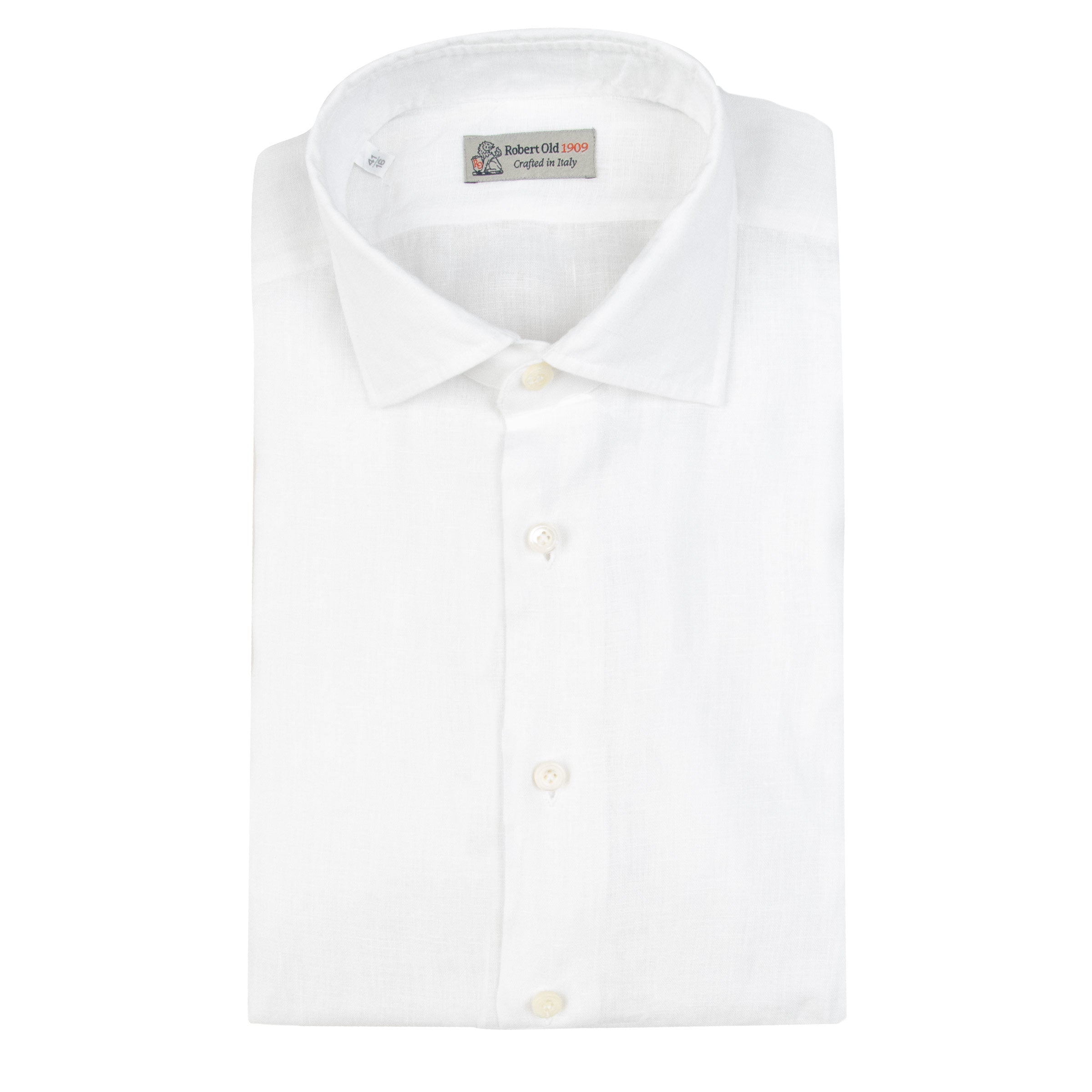 White Italian Linen Slim Fit Long Sleeve Shirt