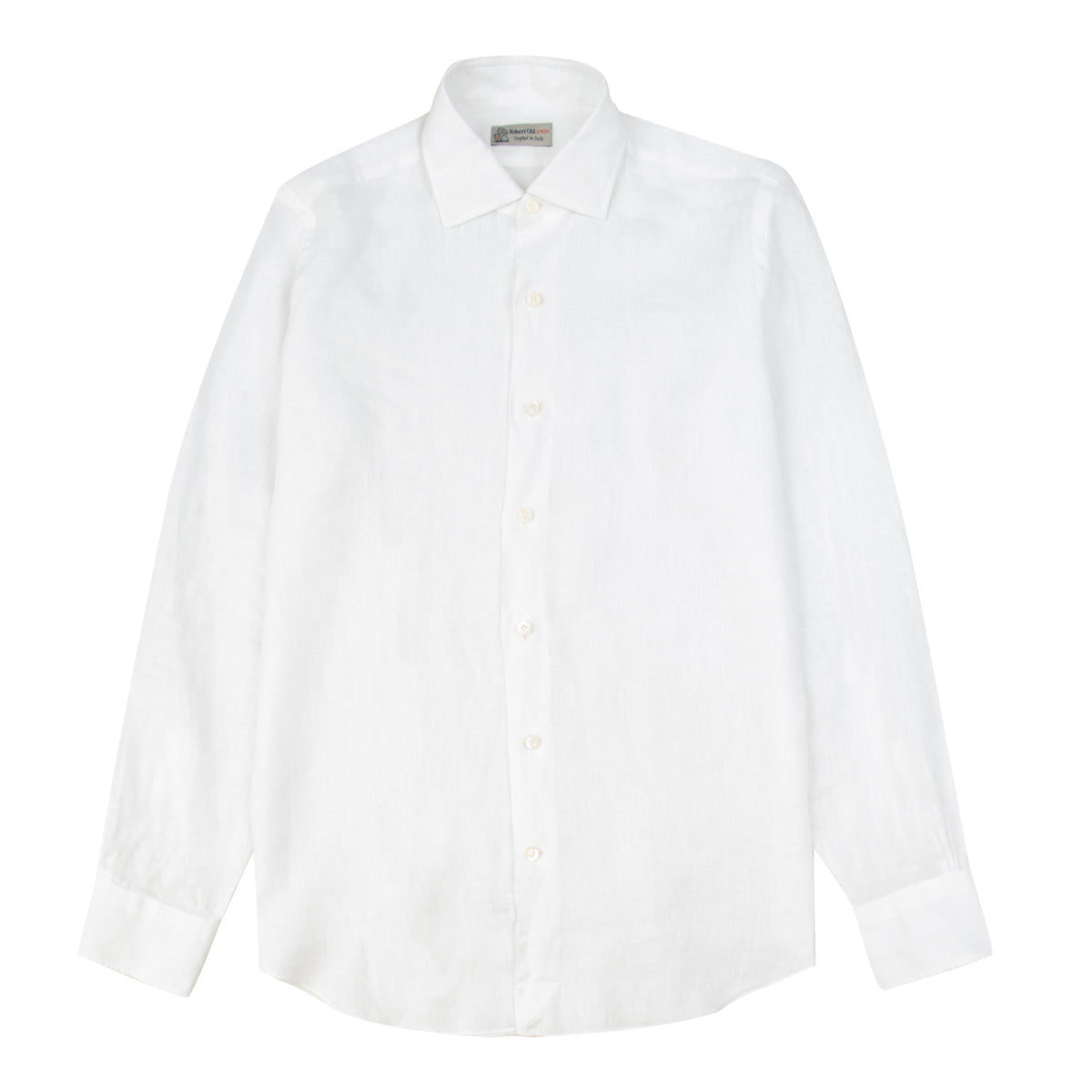 White Italian Linen Slim Fit Long Sleeve Shirt L/S SHIRTS Robert Old