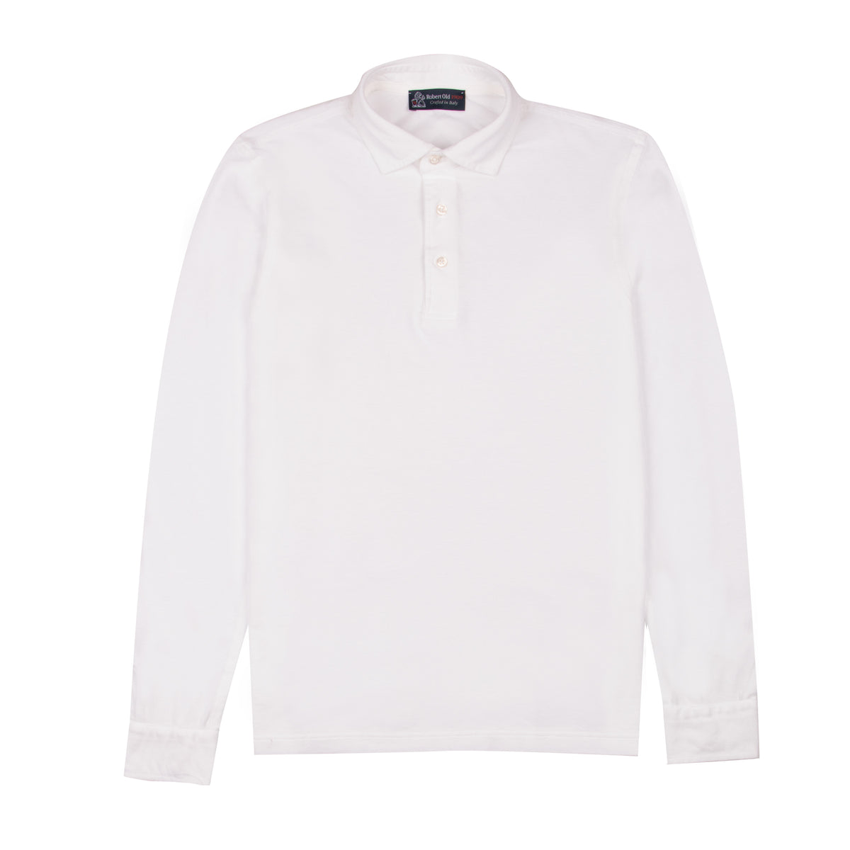 White Piqué Cotton Long Sleeve Polo Shirt RUGBY/LS POLOS Robert Old