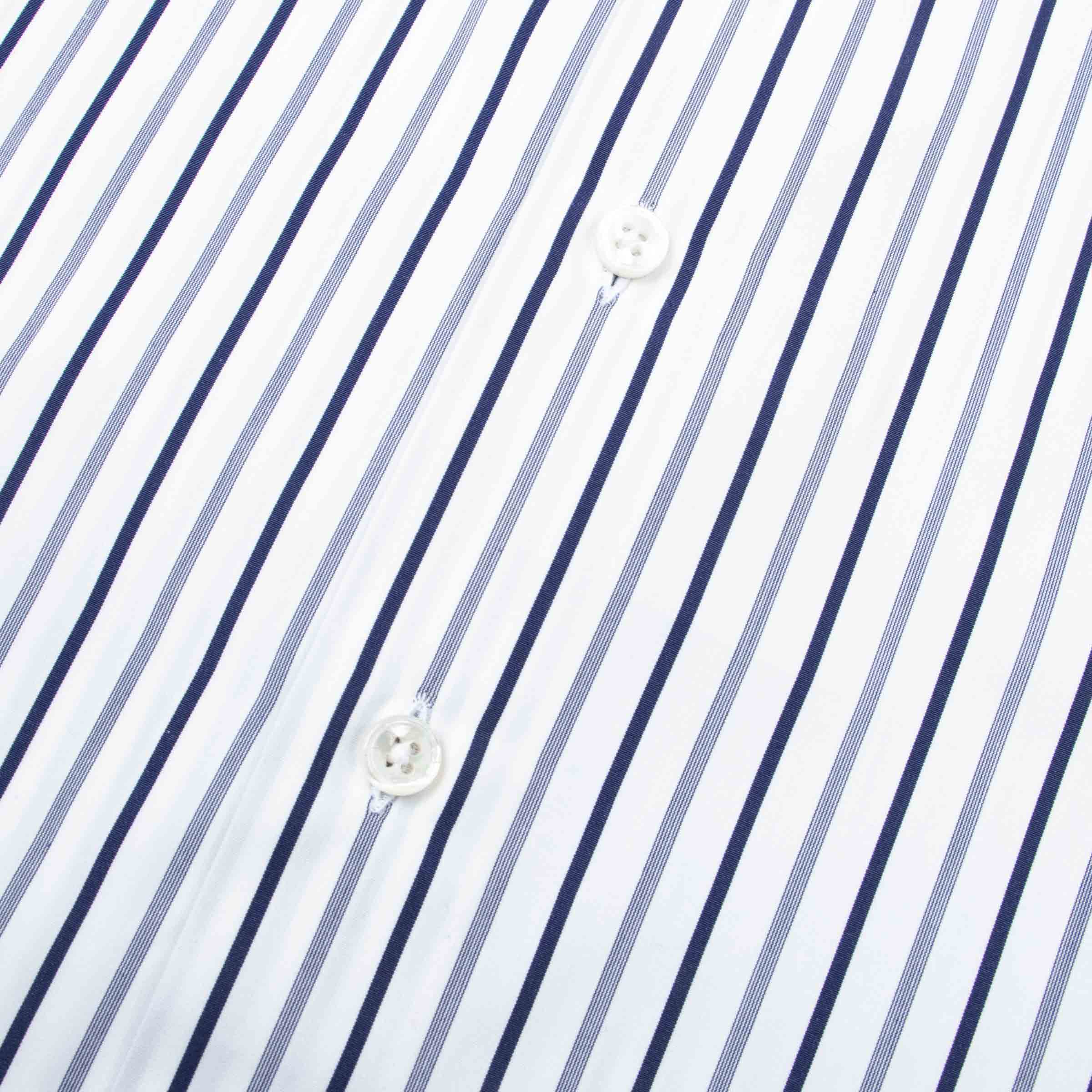 Robert Old - White and Blue Stripe Italian Cotton Long Sleeve Shirt L/S SHIRTS Robert Old