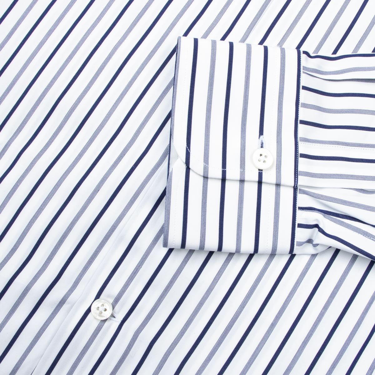 Robert Old - White and Blue Stripe Italian Cotton Long Sleeve Shirt L/S SHIRTS Robert Old