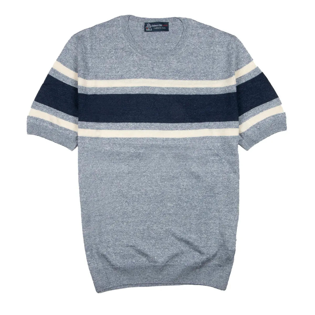 Blue Stripe Knitted T-Shirt KNITWEAR Robert Old
