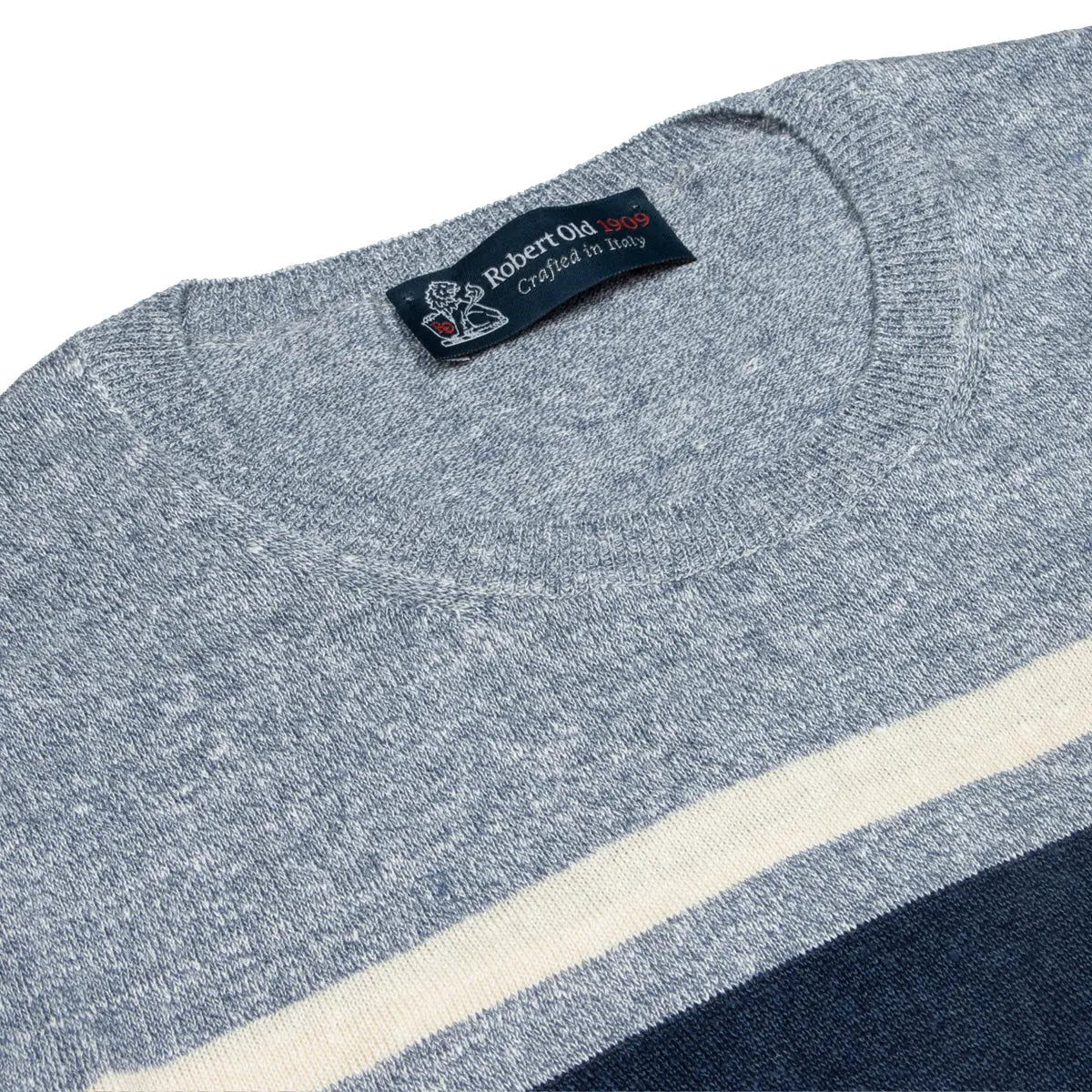 Blue Stripe Knitted T-Shirt KNITWEAR Robert Old