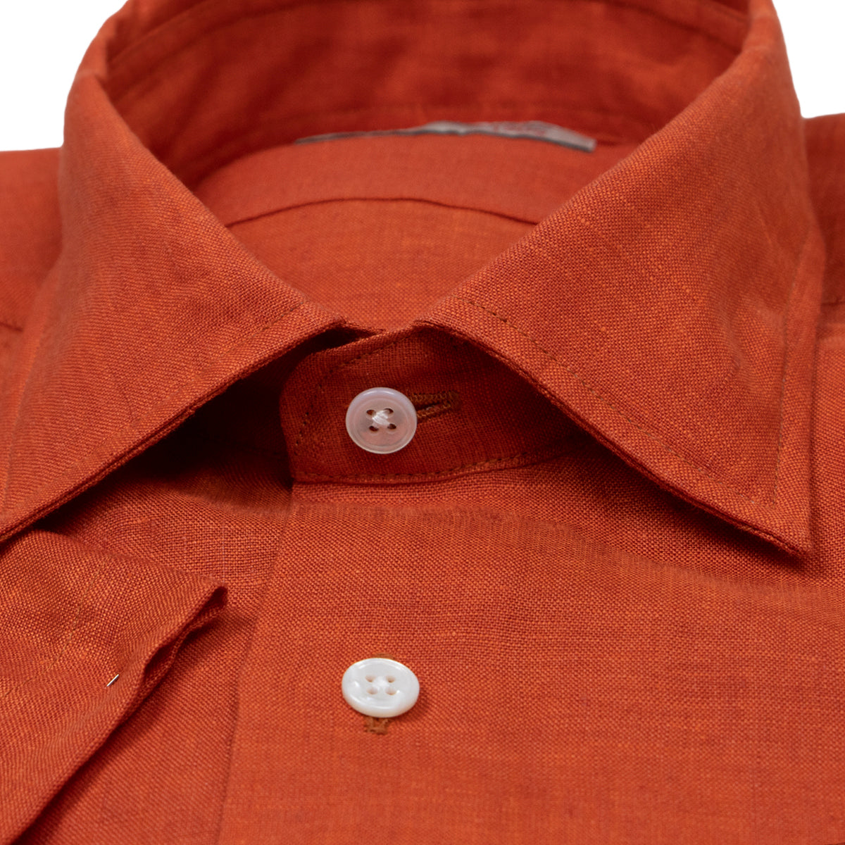 Burnt Orange Linen Short Sleeve Shirt S/S SHIRTS Robert Old