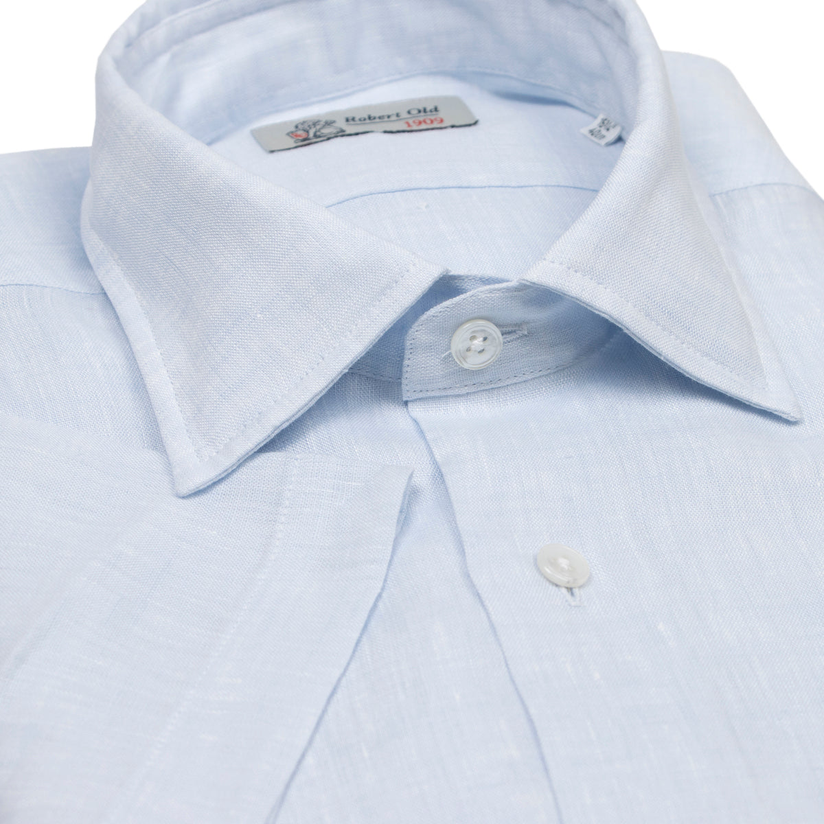 Light Blue Linen Short Sleeve Shirt S/S SHIRTS Robert Old