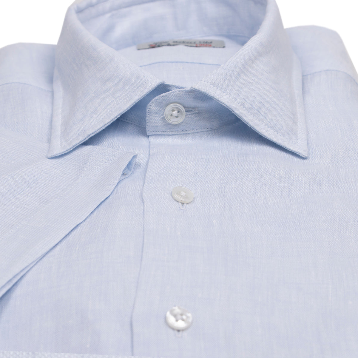 Light Blue Linen Short Sleeve Shirt S/S SHIRTS Robert Old