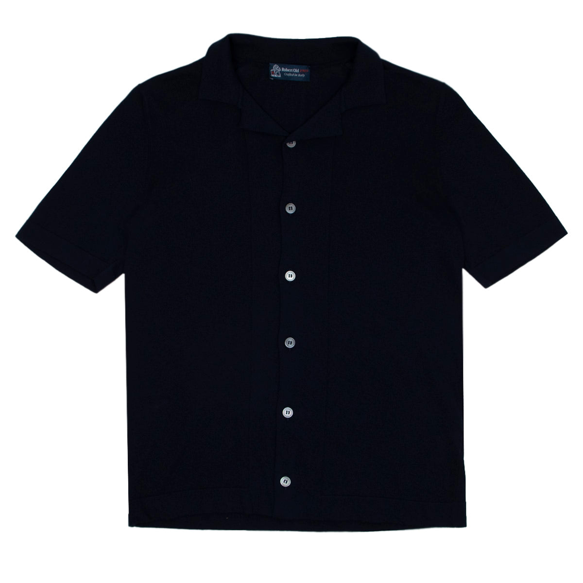 Navy 100% Cotton Italian Knit Shirt S/S POLOS Robert Old