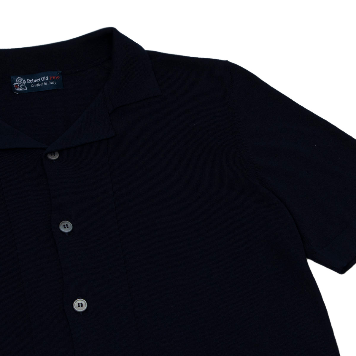 Navy 100% Cotton Italian Knit Shirt S/S POLOS Robert Old