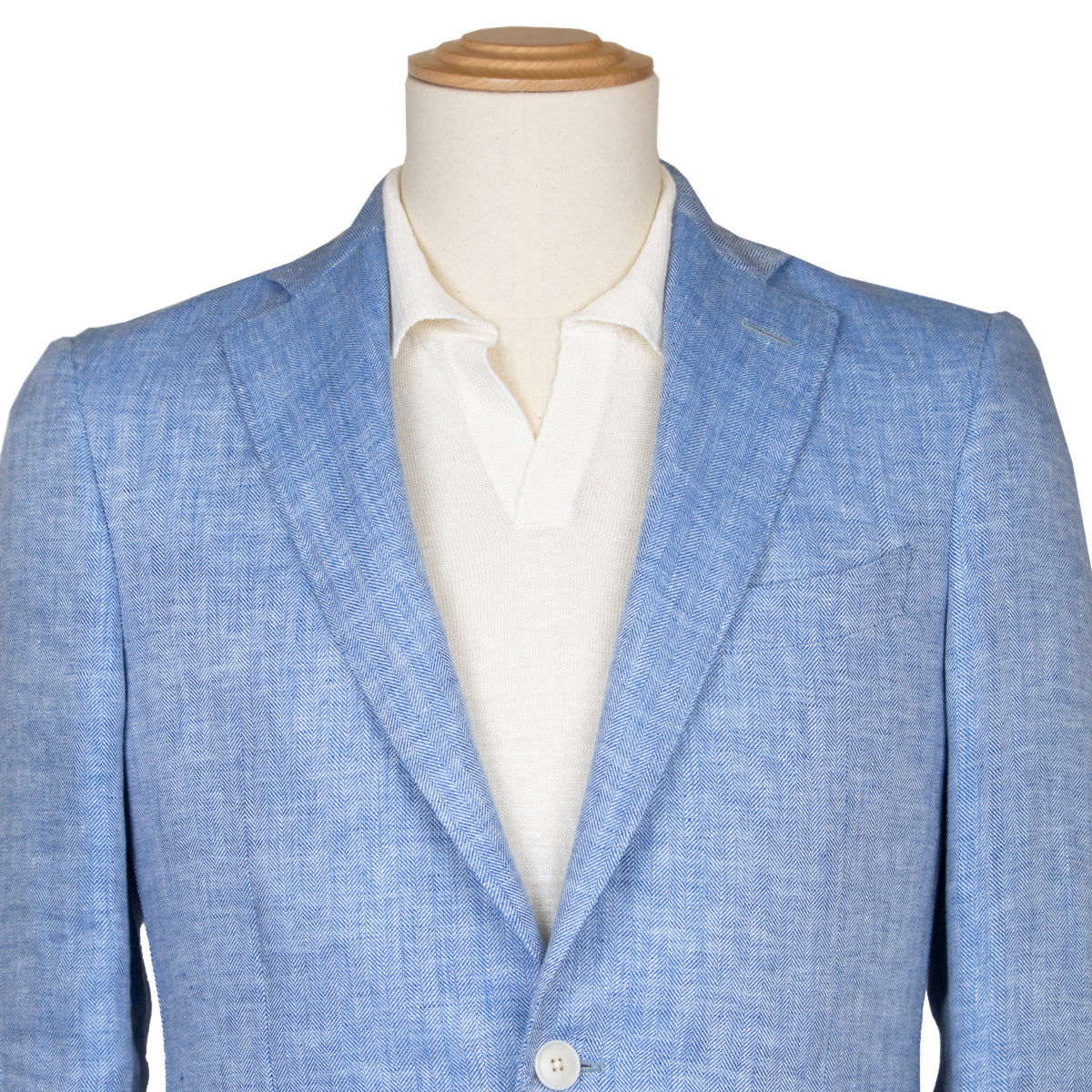 Light Blue Loro Piana Herringbone Linen Jacket JACKETS Robert Old